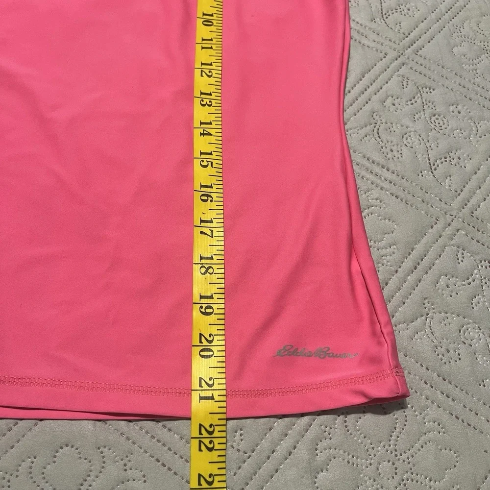 Eddie Bauer Swim Shirt Girls Size L 14/16 Green Pink Short Sleeve Mock Neck‎